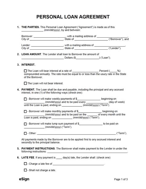 Personal Loan Agreement Format In Word